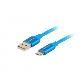 Cable usb lanberg 2.0 macho - usb tipo c macho quick charge 3.0 1m azul