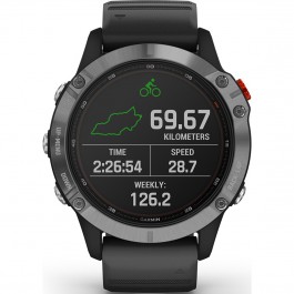 Reloj smartwatch garmin fenix 6 solar plata - negro - f. cardiaca - barometro - gps - glonass - 47mm - bt - wifi