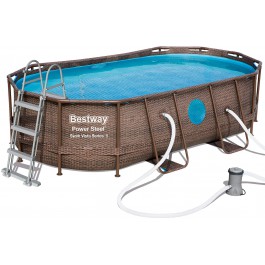 Bestway 56714 -  piscina desmontable tubular power steel 427x250x100 cm depuradora cartucho 2.006 l - h escalera y cobertor dis