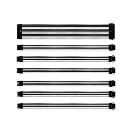 Kit extension cables coolermaster blanco - negro mallados - 1x24p - 1x4 4p 1x8p - 2x6 2p - 2x8pin - 30cm