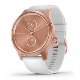 Reloj smartwatch garmin vivomove style rose gold - white silicone
