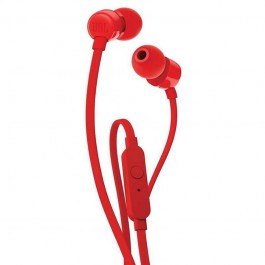 Auriculares intrauditivos jbl t110 red - pure bass - drivers 9mm - cable plano - manos libres