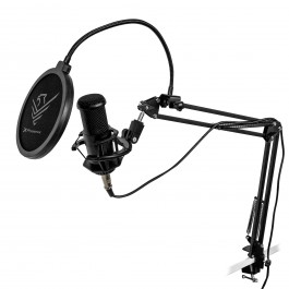 Micrófono condensador cardioide profesional phoenix con brazo articulado - montura antishock - filtro antipop - conexion jack