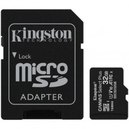 Tarjeta memoria micro secure digital sd hc 32gb kingston canvas select plus clase 10 uhs - 1 + adaptador sd