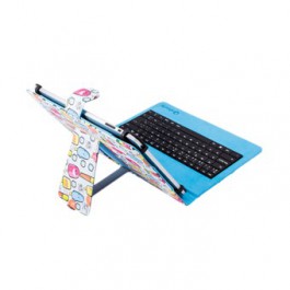 Funda universal estampada silver ht para tablet 9 - 10.1pulgadas + teclado micro usb cool ice pop blanco -  puntos azules