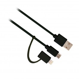 Cable de datos ewent usb - micro usb + lightning - macho - macho - 1m