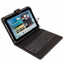 Funda universal silver ht para tablet 9 - 10.1 + teclado con cable micro usb negro