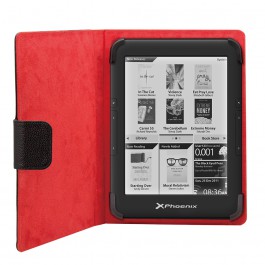 Funda universal phoenix phebookcase6+ para tablet - ebook  super fina - slim  hasta 6'' negra simil piel