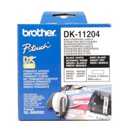 Etiquetas papel precortada brother dk11204 17 x 54 mm multiproposito 400 etiquetas