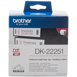 Etiquetas cinta continua brother dk22251 negro -  rojo 62mm 15.24m